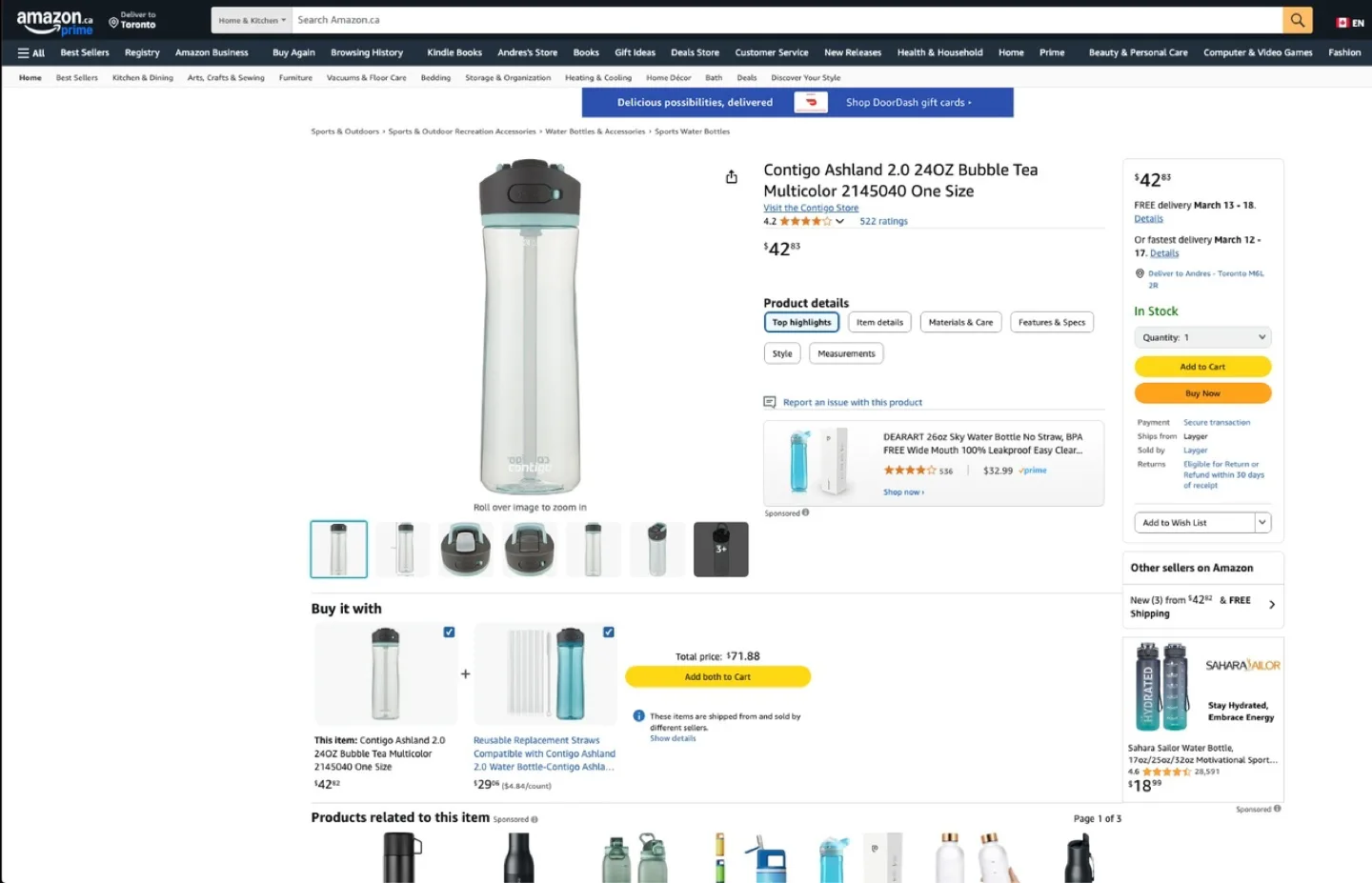 Contigo Ashland 2.0 24OZ Bubble Tea 2145040 Water Bottle image indicator(10)