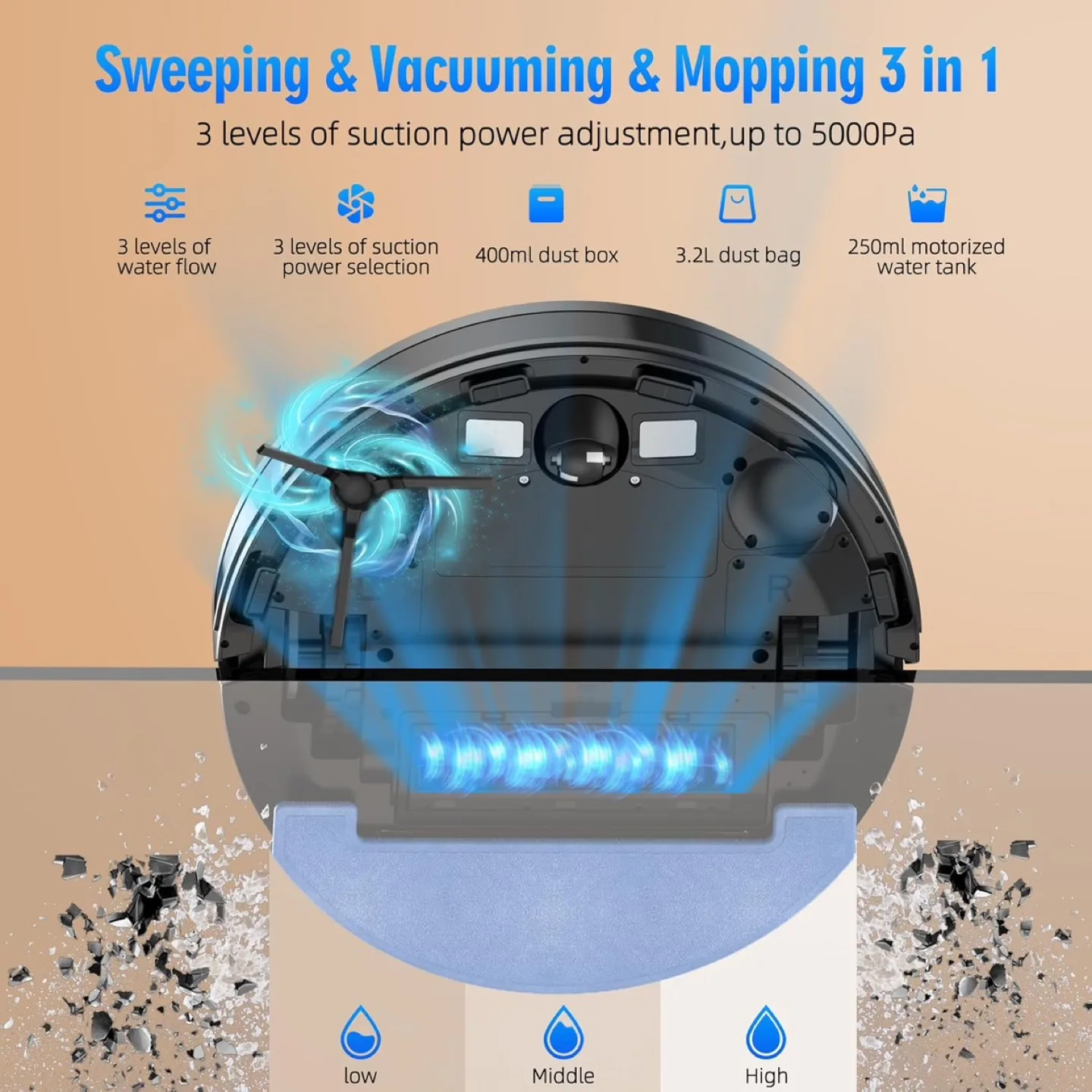 3-in-1 Robot Vacuum and Mop with Self-Empty Base image indicator(2)