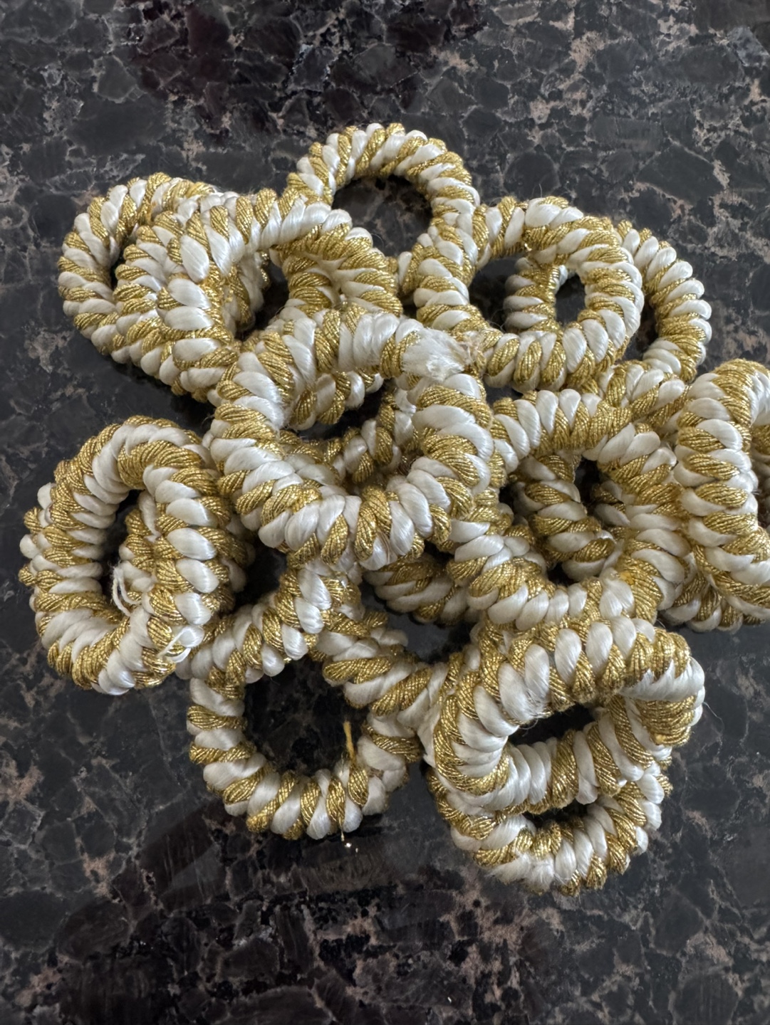 #freecycle Set of Gold and White Braided Napkin Rings