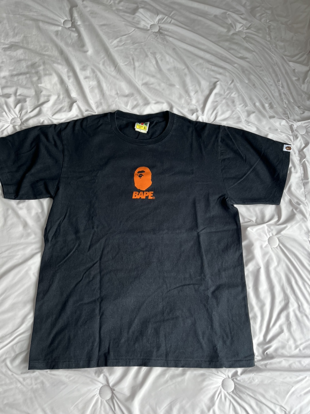 BAPE A Bathing Ape Black Orange Soldier T-Shirt Size XL