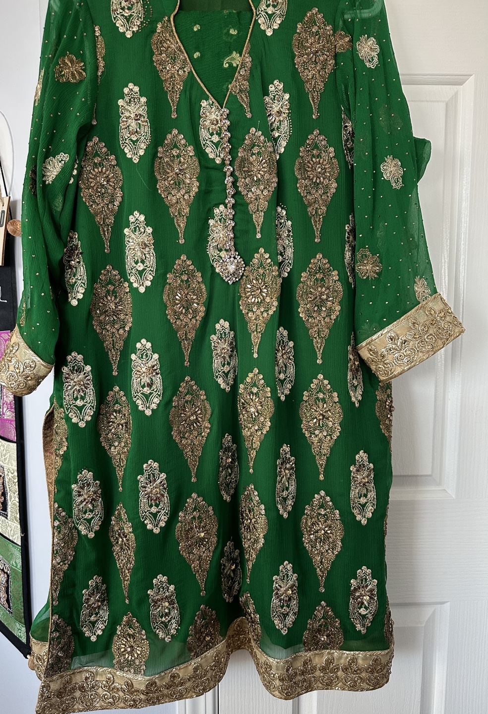 Eid sale - Gorgeous Emerald Green Embroidered Shalwar Kameez