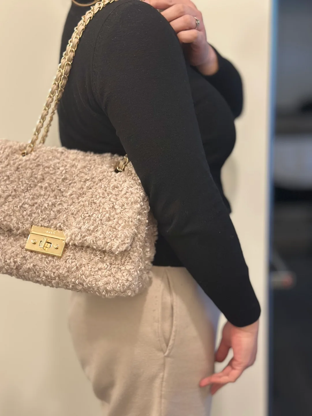 ALDO Beige Fluffy Shoulder Bag image indicator(2)