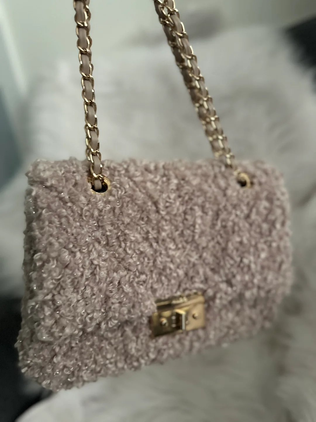 ALDO Beige Fluffy Shoulder Bag image indicator(5)