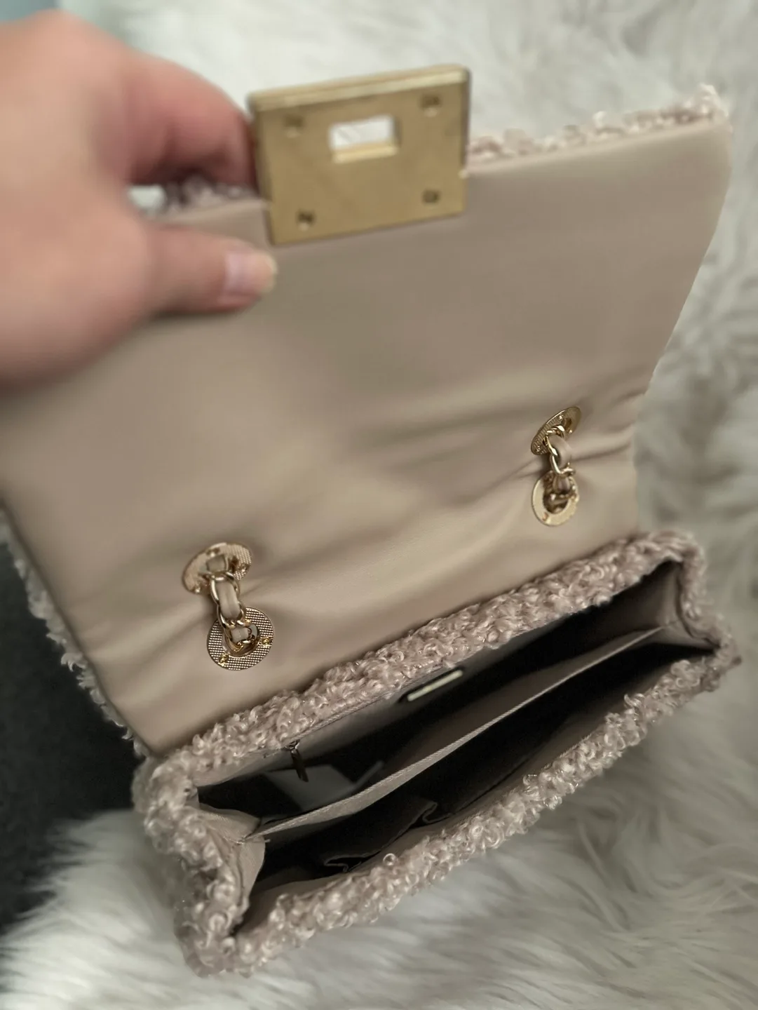 ALDO Beige Fluffy Shoulder Bag image indicator(7)