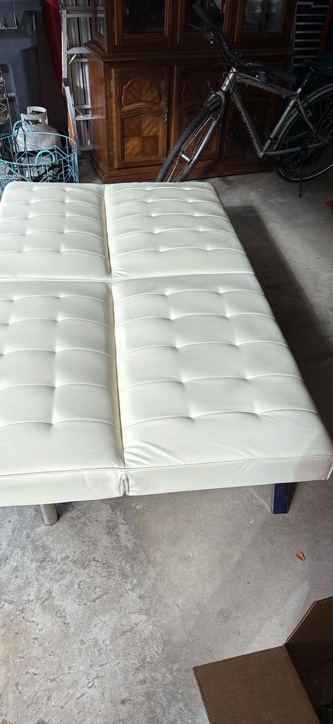 Cream Futon Sofa Bed - photo 3