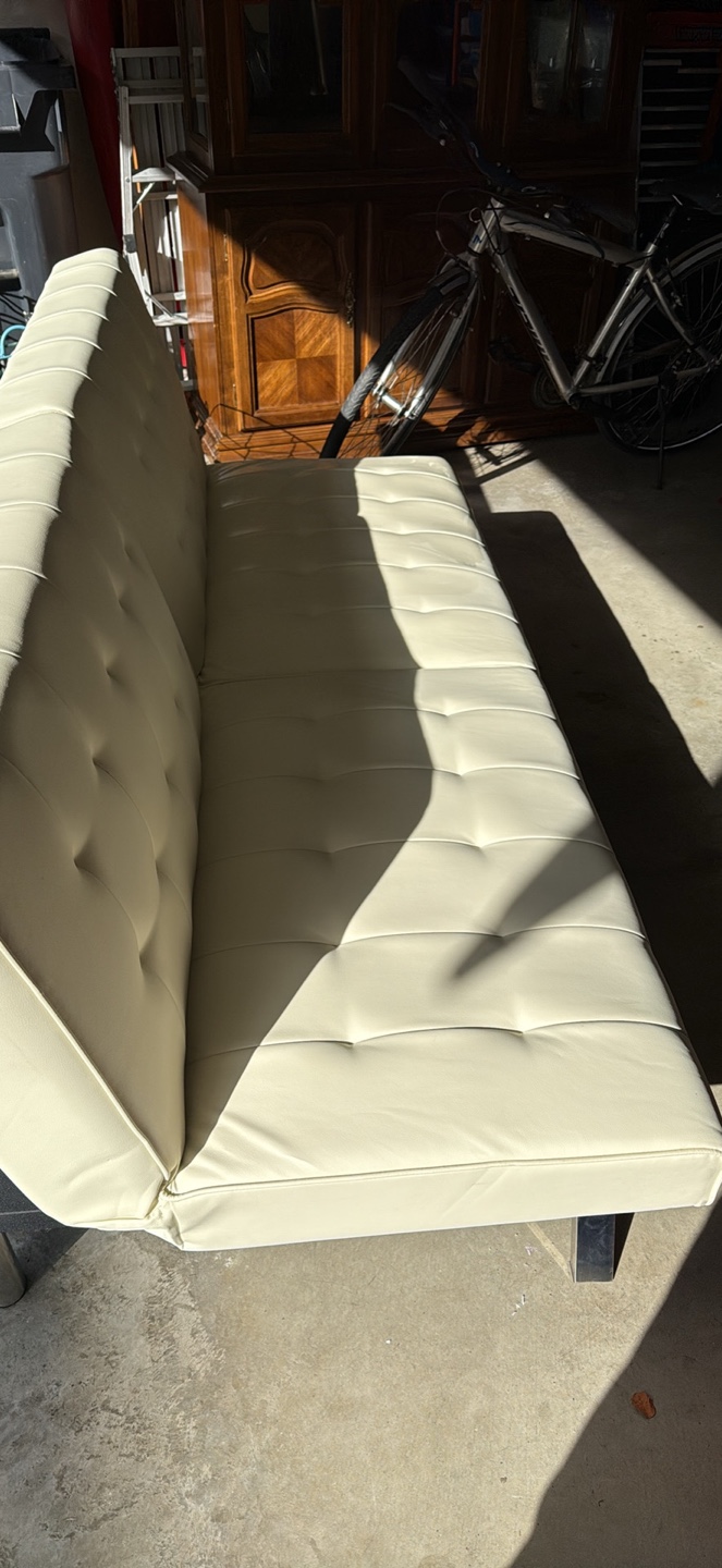 Cream Futon Sofa Bed - photo 2