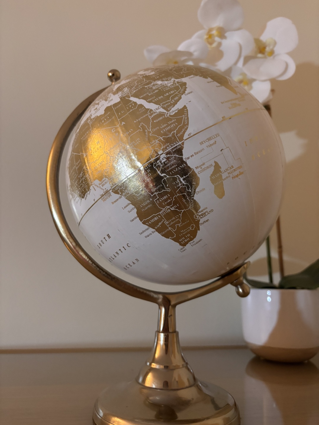 Gold and White Desk Globe - photo 2