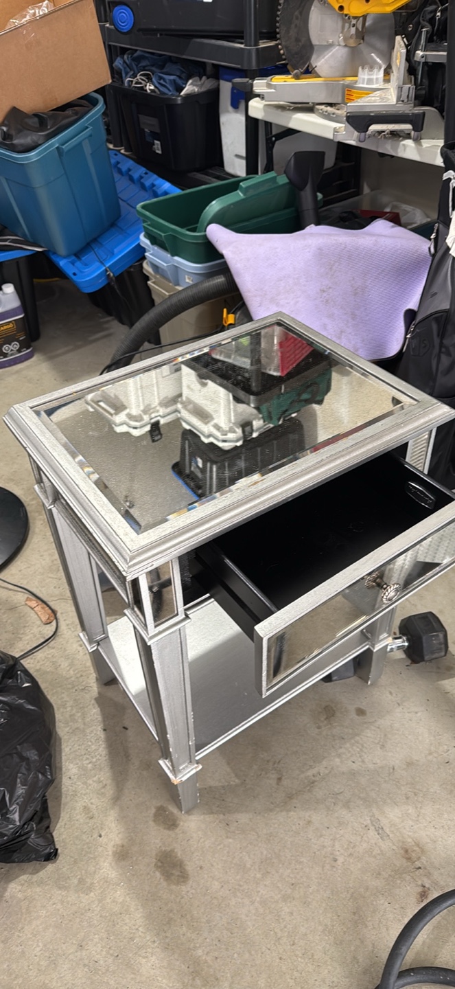 Silver Mirrored Nightstand with Drawer