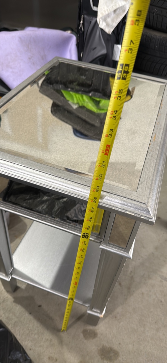 Silver Mirrored Nightstand with Drawer - photo 2