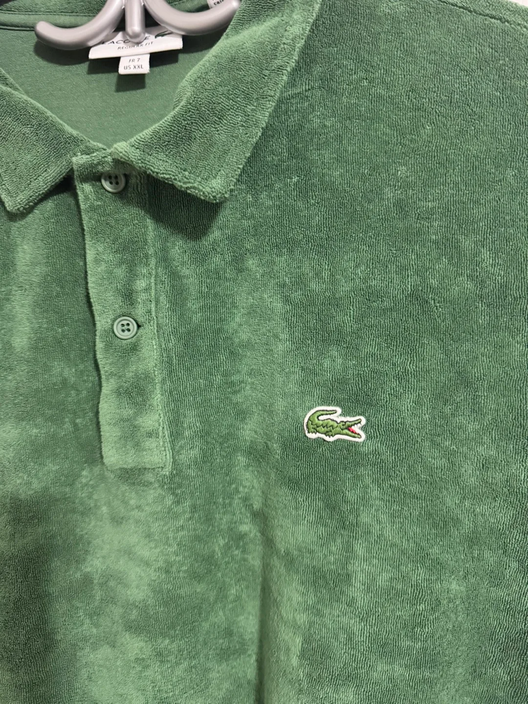 Men's Lacoste Green Terry Cloth Polo Shirt - Size XXL image indicator(2)