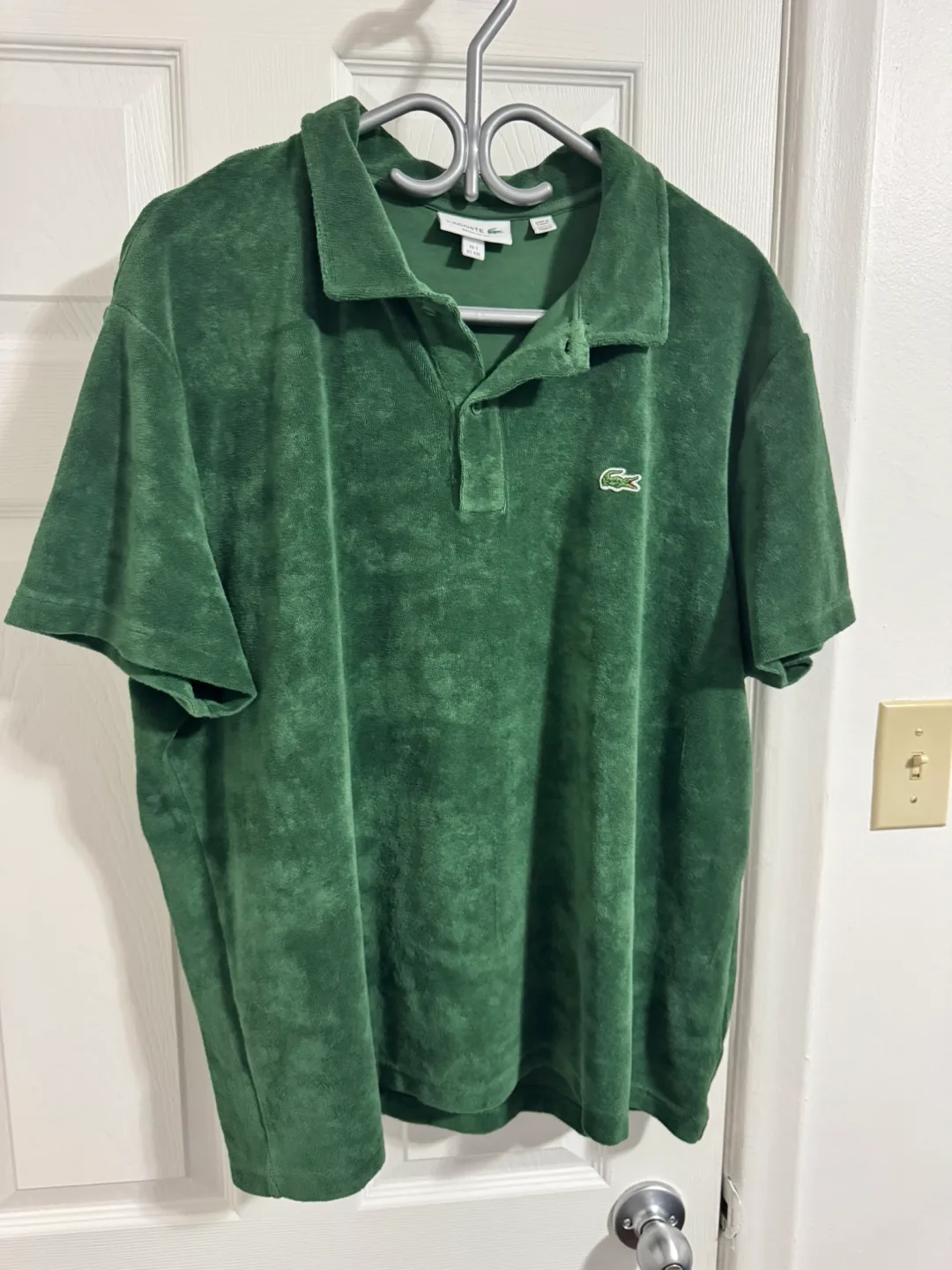 Men's Lacoste Green Terry Cloth Polo Shirt - Size XXL image indicator(9)