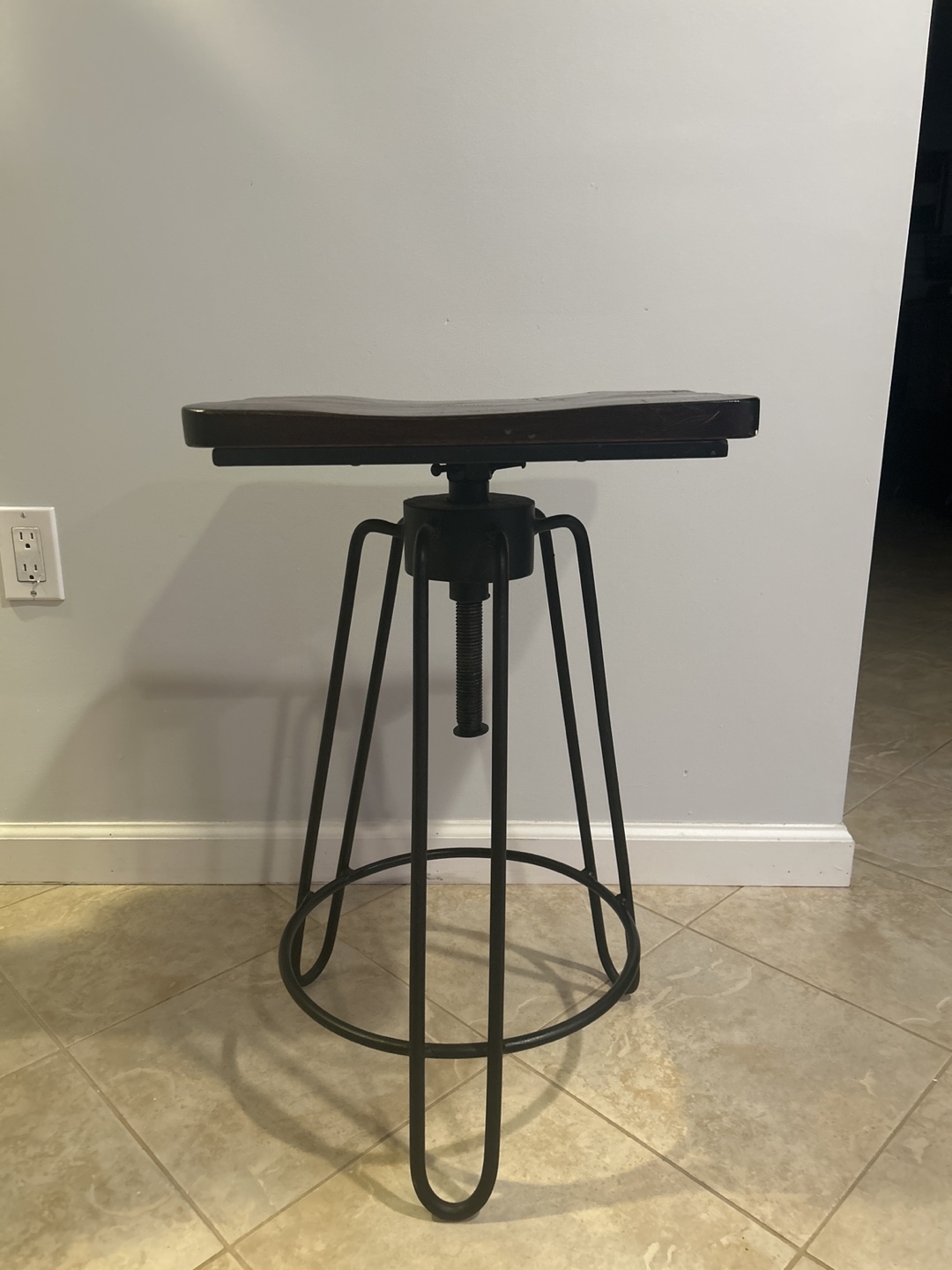 Industrial Style Adjustable Height Bar Stool - photo 2