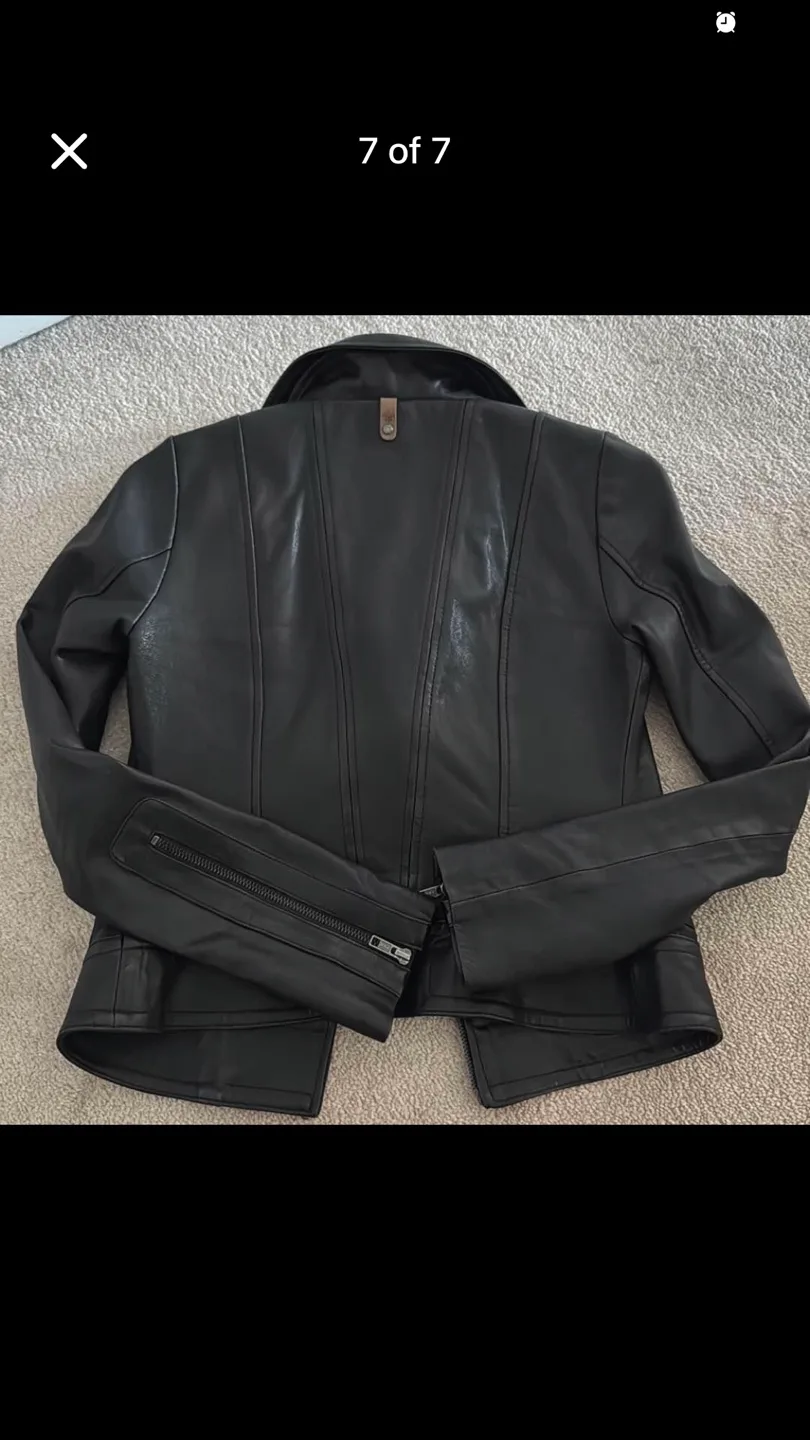 Mackage Aritzia Black Leather Moto Jacket image indicator(2)