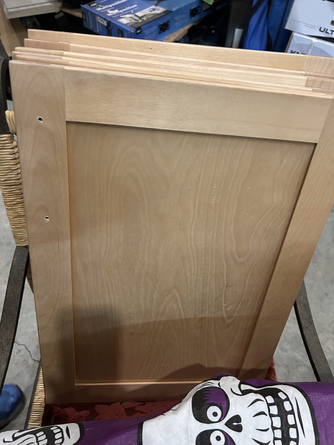 Set of eight light wood cabinet doors