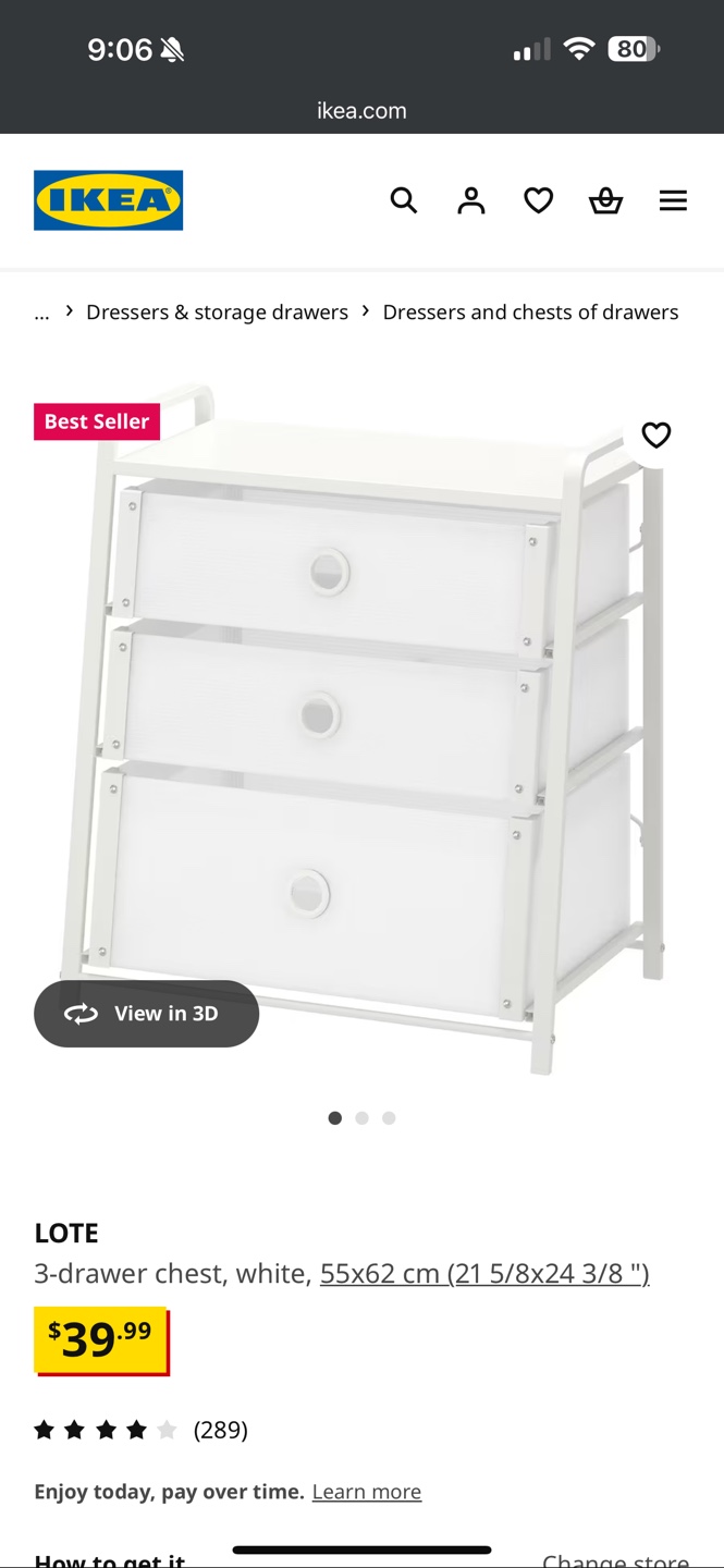 IKEA LOTE 3-Drawer Chest - White - photo 3