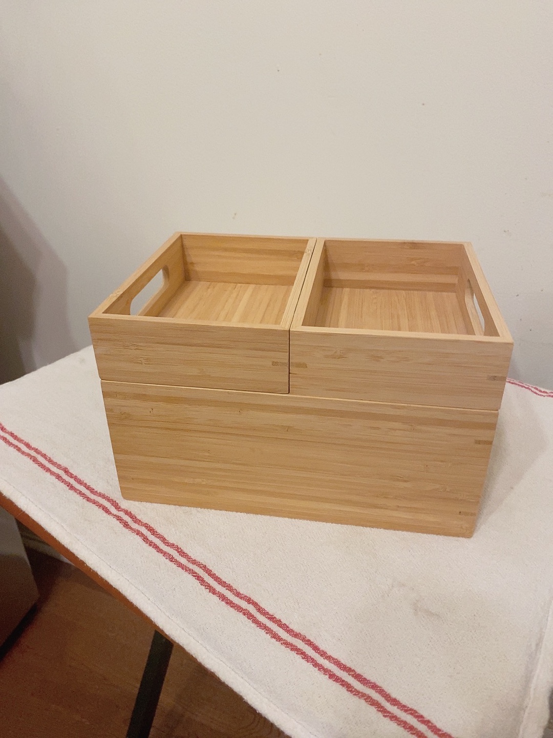 [Moving Sale] Bamboo Organizer with Three Trays