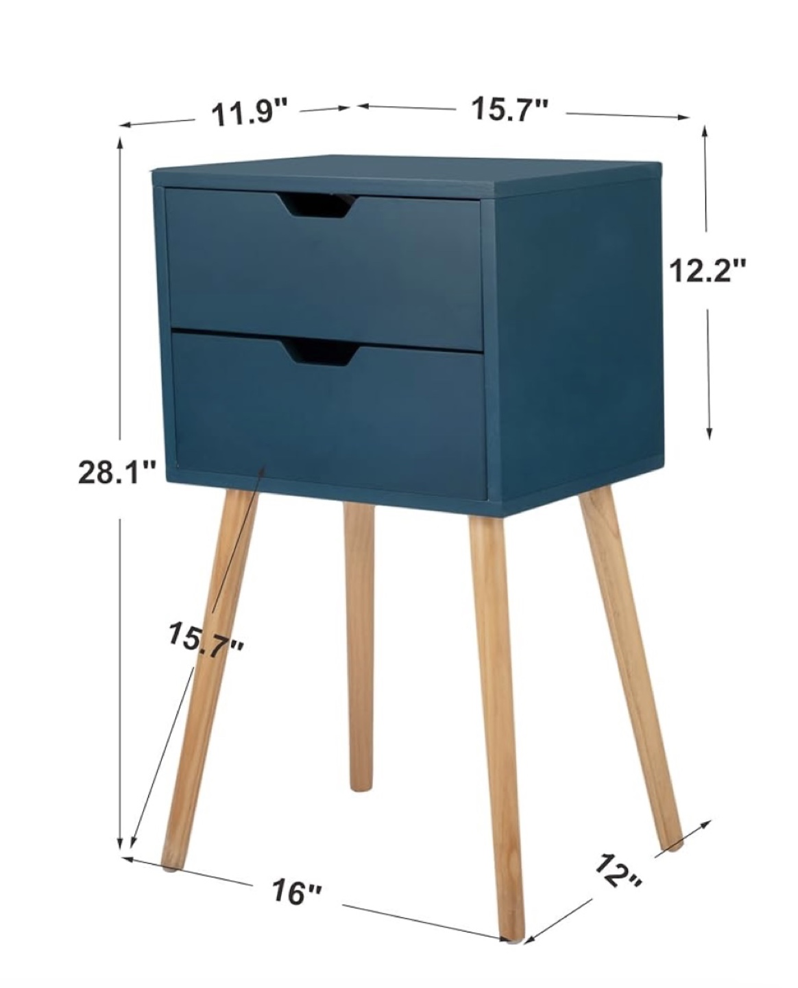 Two Mid-Century Modern Nightstands - Teal Blue - photo 5