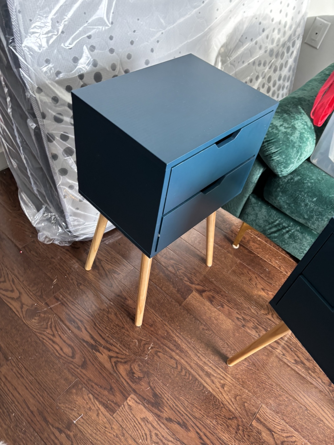 Two Mid-Century Modern Nightstands - Teal Blue - photo 3