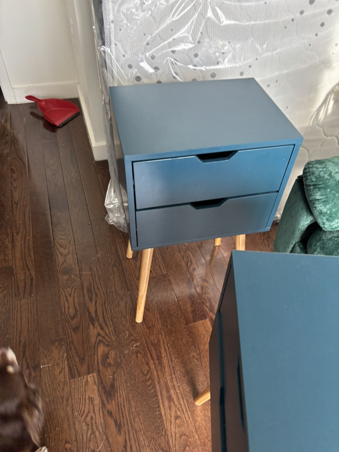 Two Mid-Century Modern Nightstands - Teal Blue - photo 4