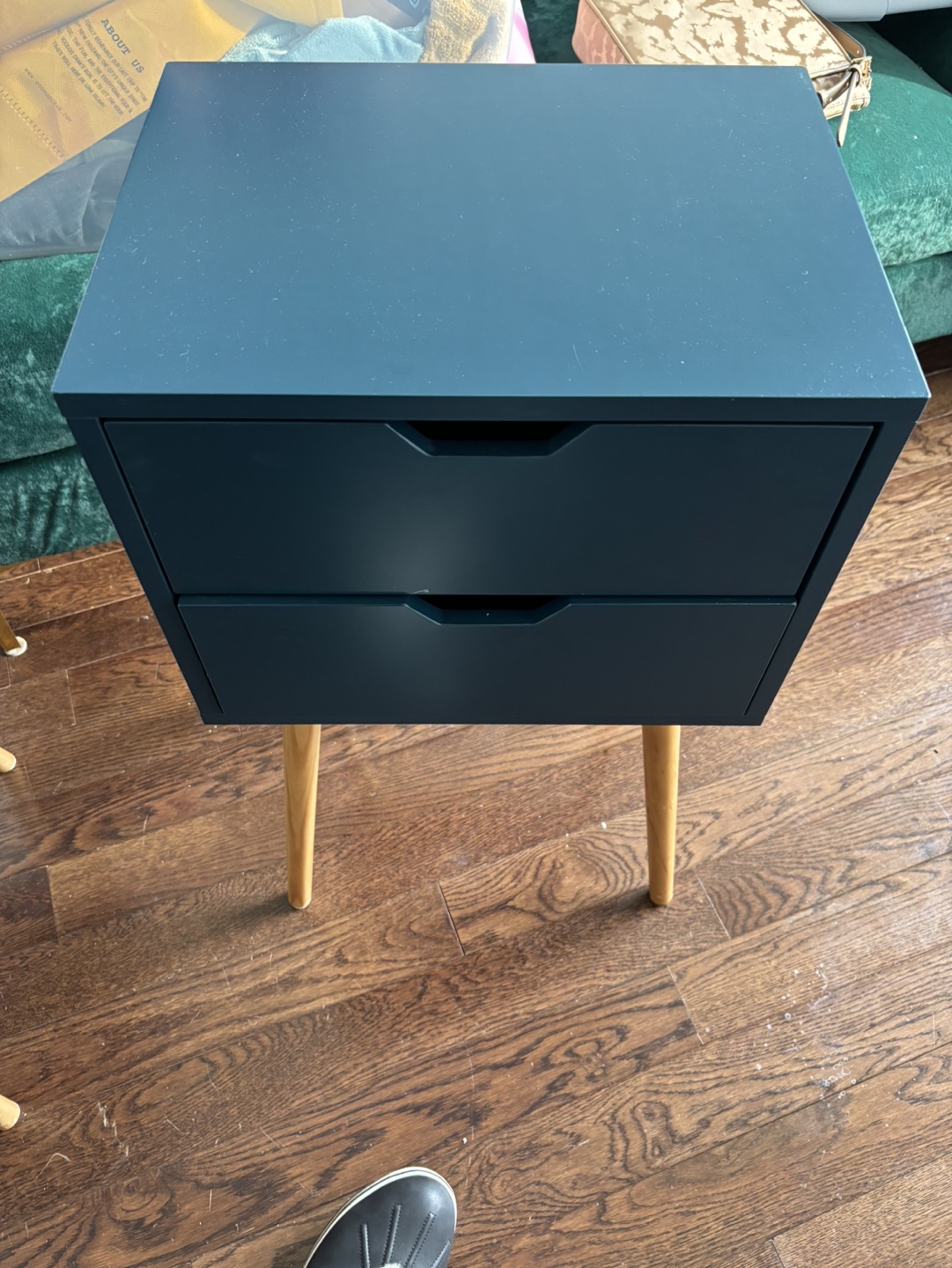 Two Mid-Century Modern Nightstands - Teal Blue