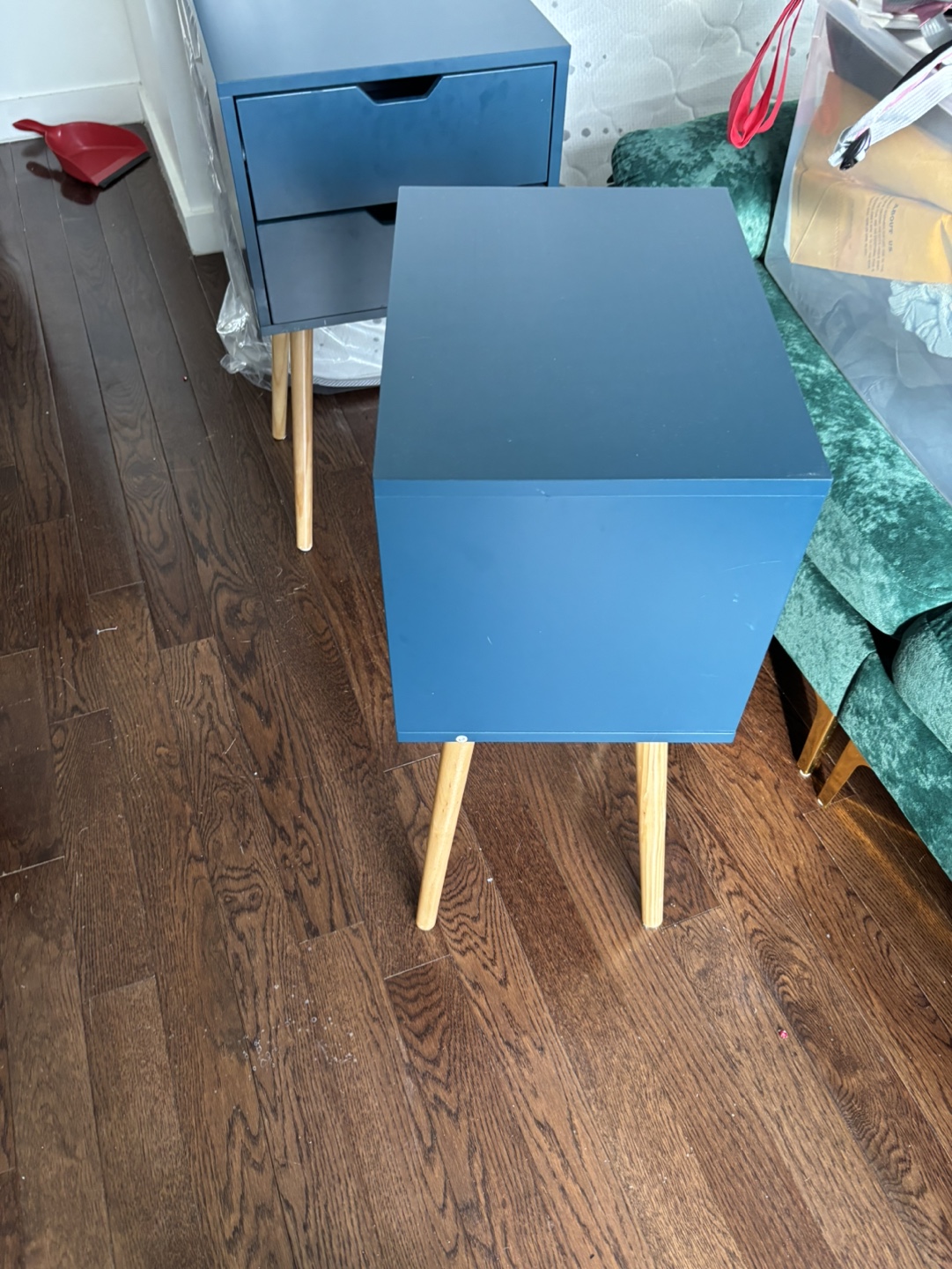 Two Mid-Century Modern Nightstands - Teal Blue - photo 2