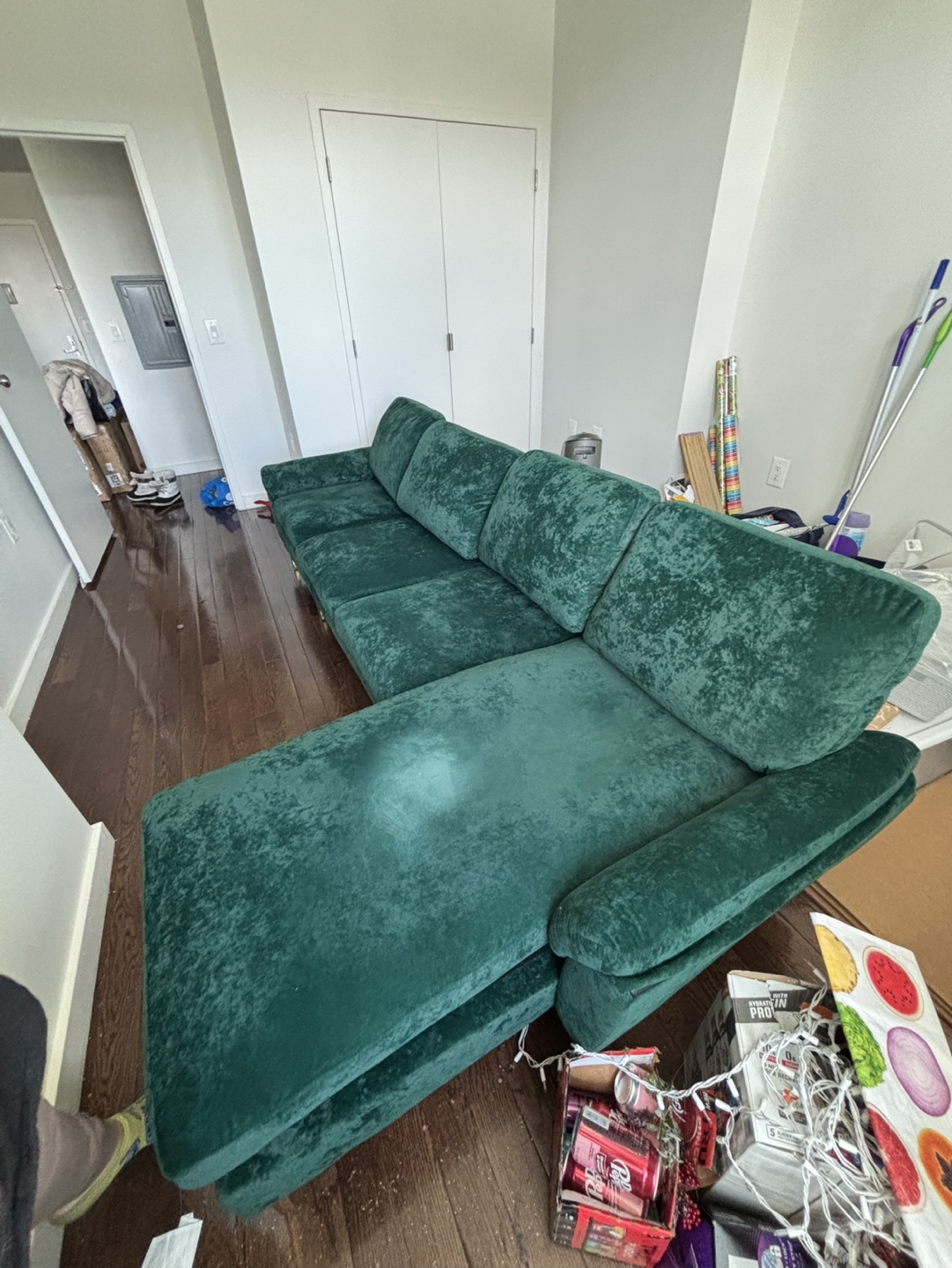 Emerald Green Velvet Sectional Sofa
