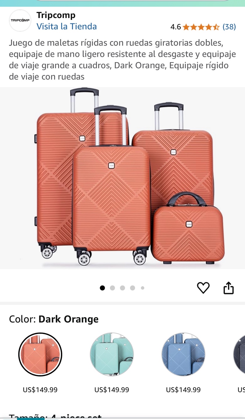 Tripcomp 4-Piece Luggage Set - Dark Orange