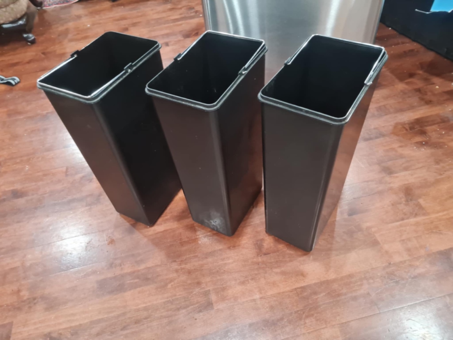Stainless Steel 3-Compartment Recycling Bin - photo 2