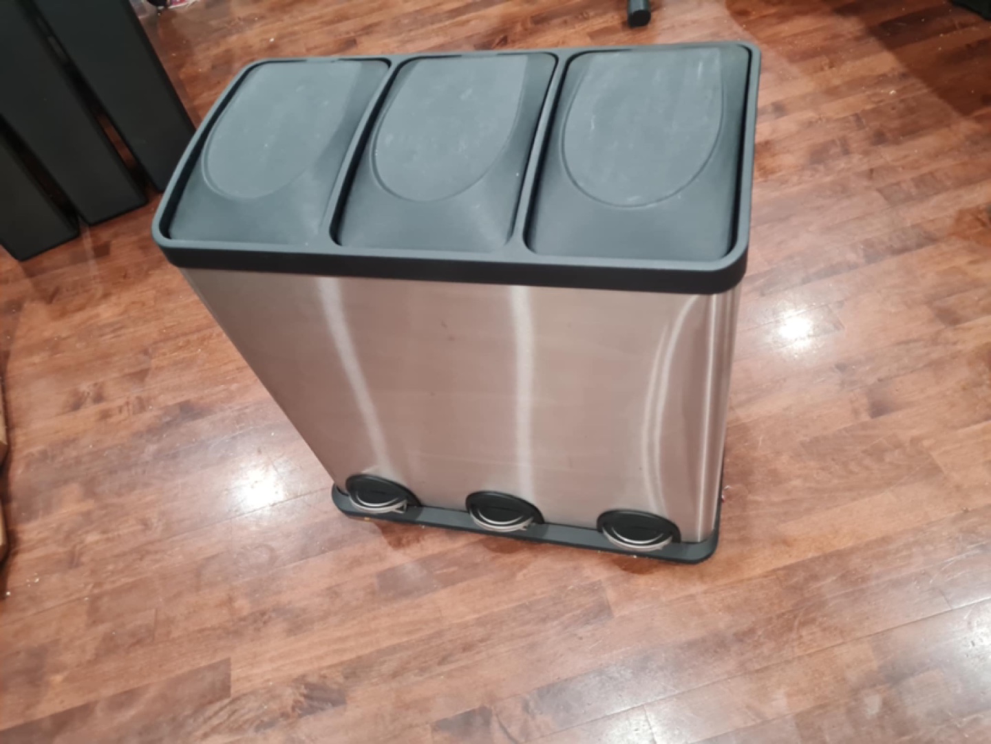 Stainless Steel 3-Compartment Recycling Bin