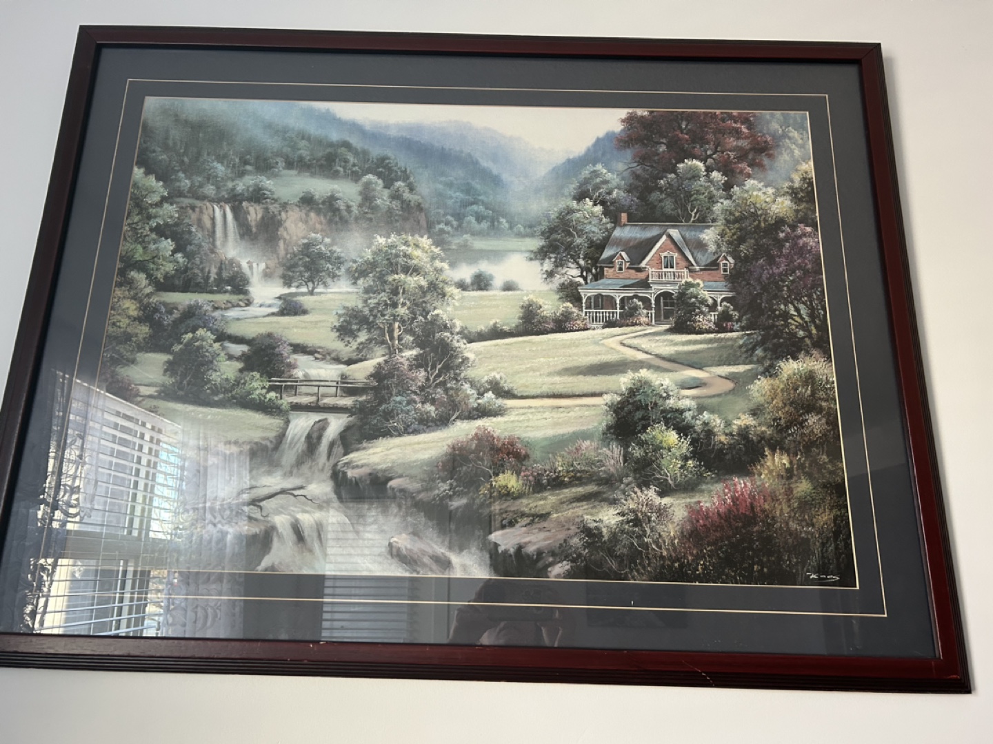 Large Framed Waterfall Landscape Print - photo 4