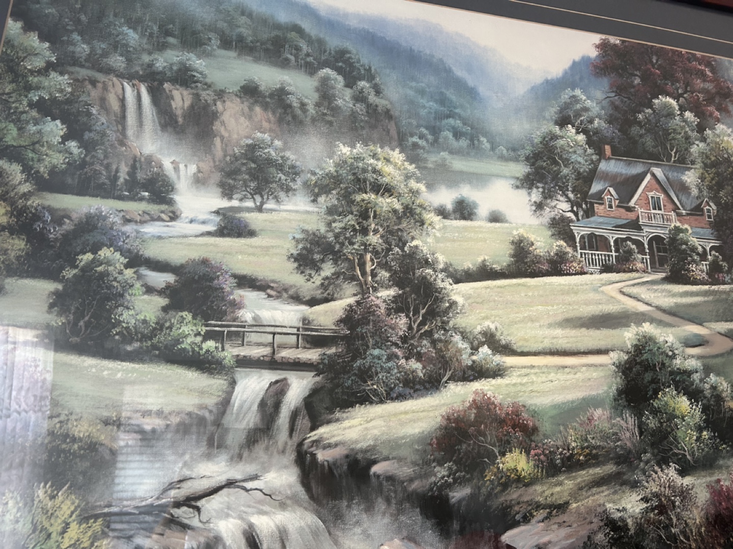 Large Framed Waterfall Landscape Print - photo 2