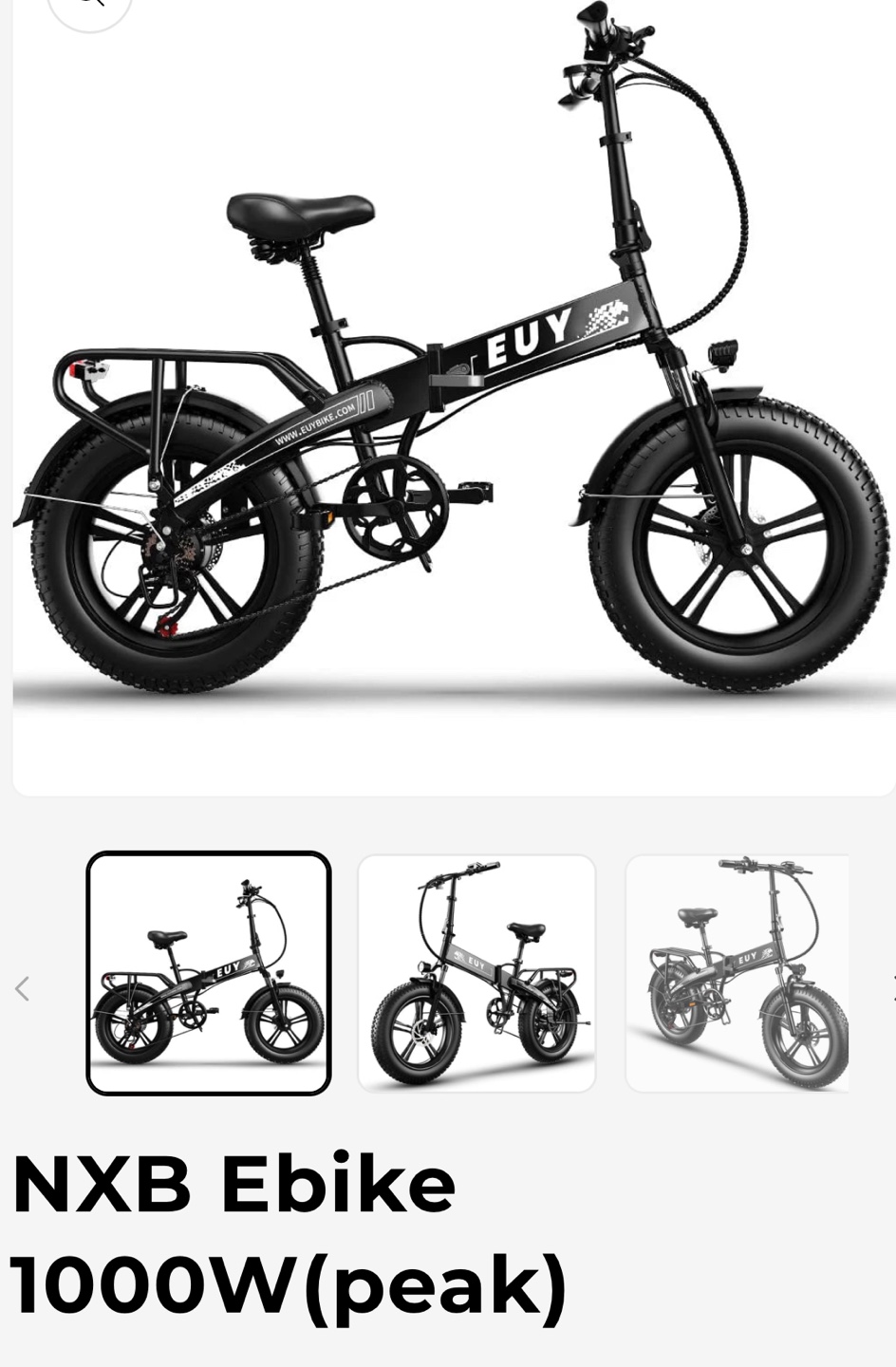 EUY NXB 1000W (peak) Folding Electric Bike - photo 2