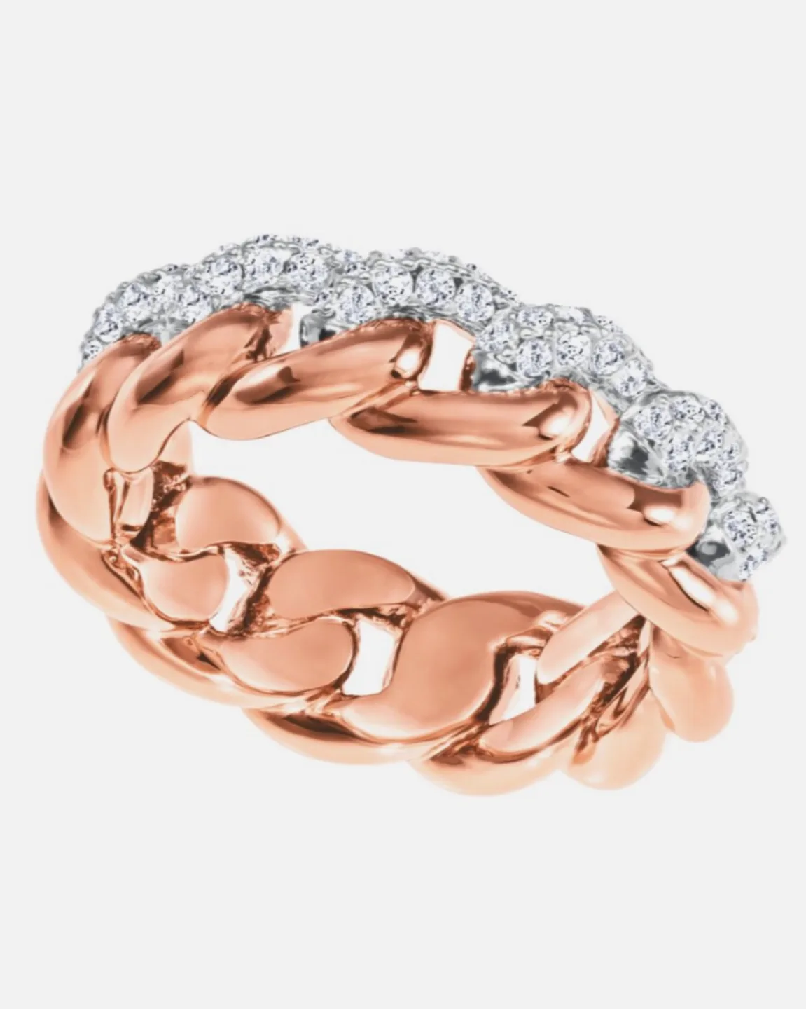 Swarovski Rose Gold and Clear Crystal Chain Ring image indicator(4)