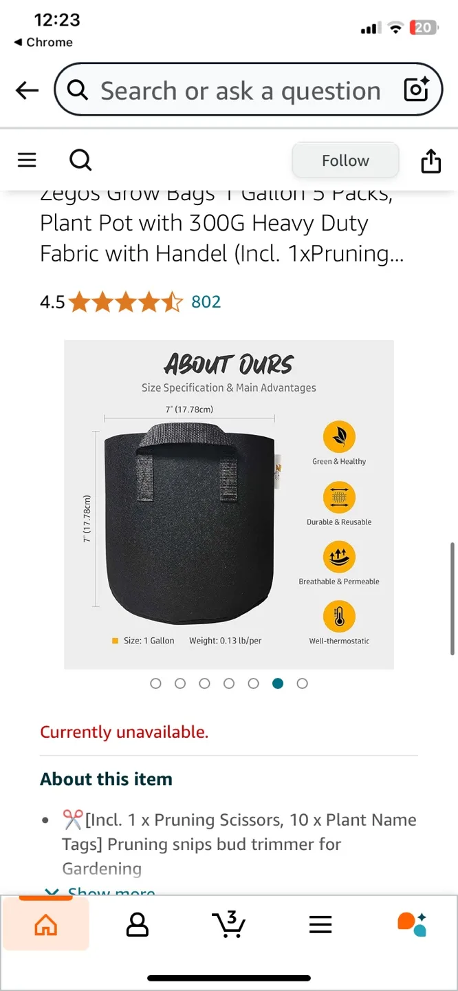 Zegos Grow Bags - 7 Gallon Premium Fabric Plant Pots image indicator(6)