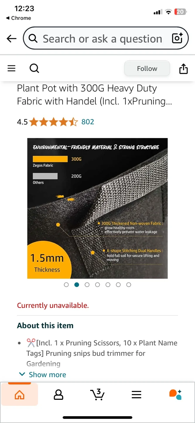 Zegos Grow Bags - 7 Gallon Premium Fabric Plant Pots image indicator(3)