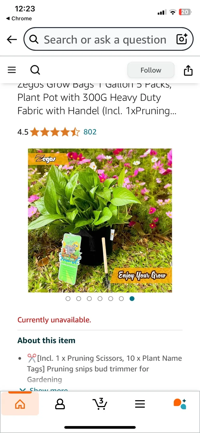 Zegos Grow Bags - 7 Gallon Premium Fabric Plant Pots image indicator(7)