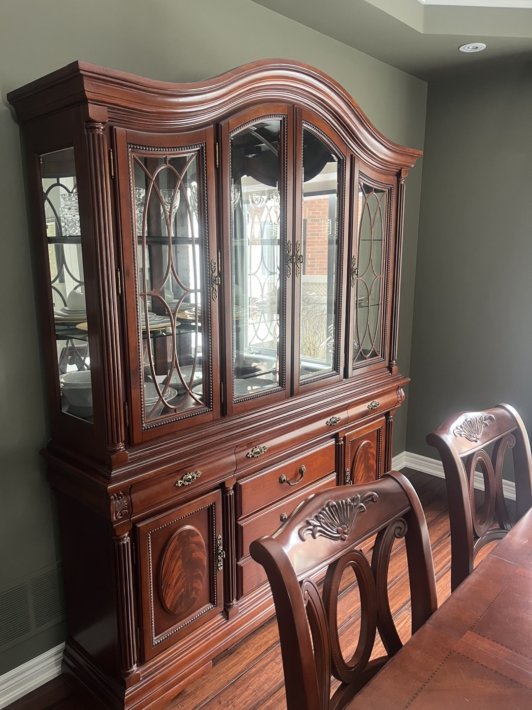 Beautiful Antique Cherry Curio Cabinet