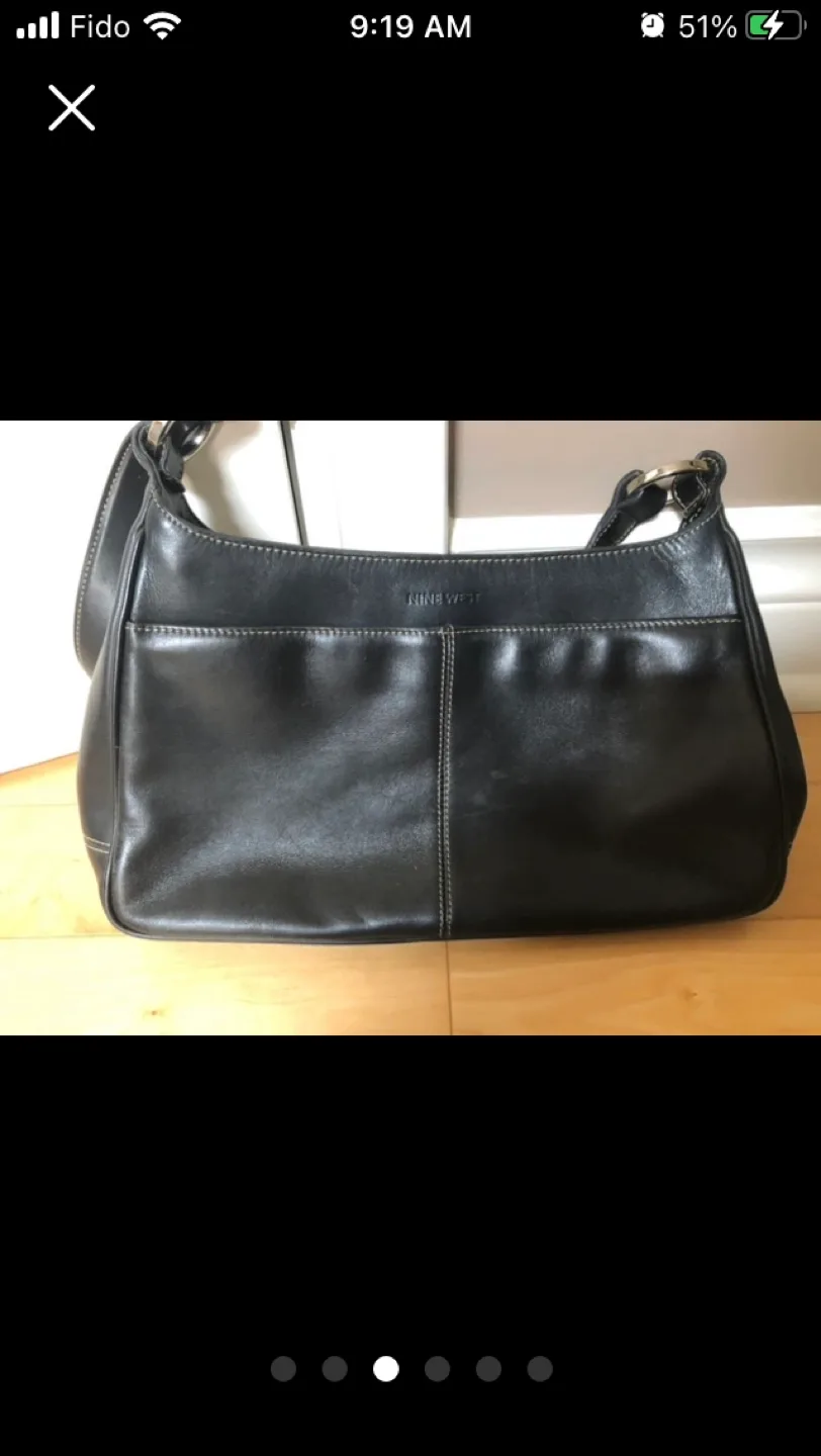 Nine West Black Leather Shoulder Bag image indicator(3)