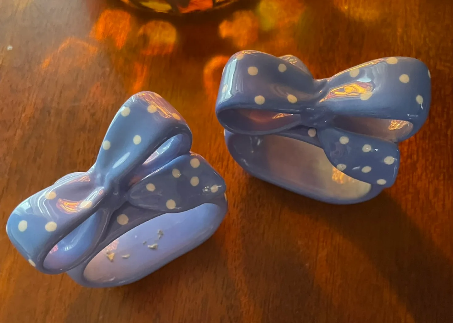 🧡Pair of Purple Polka Dot Bow Napkin Rings image indicator(2)