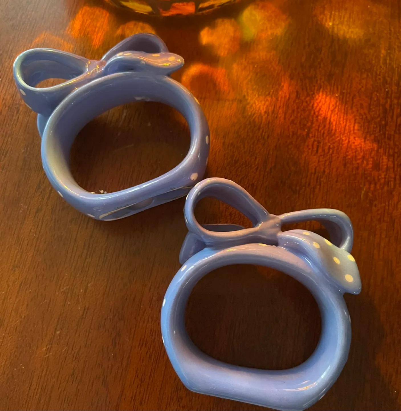 🧡Pair of Purple Polka Dot Bow Napkin Rings image indicator(3)