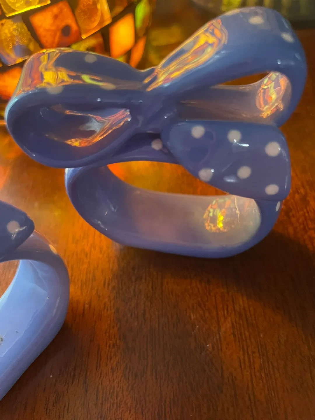 🧡Pair of Purple Polka Dot Bow Napkin Rings image indicator(5)