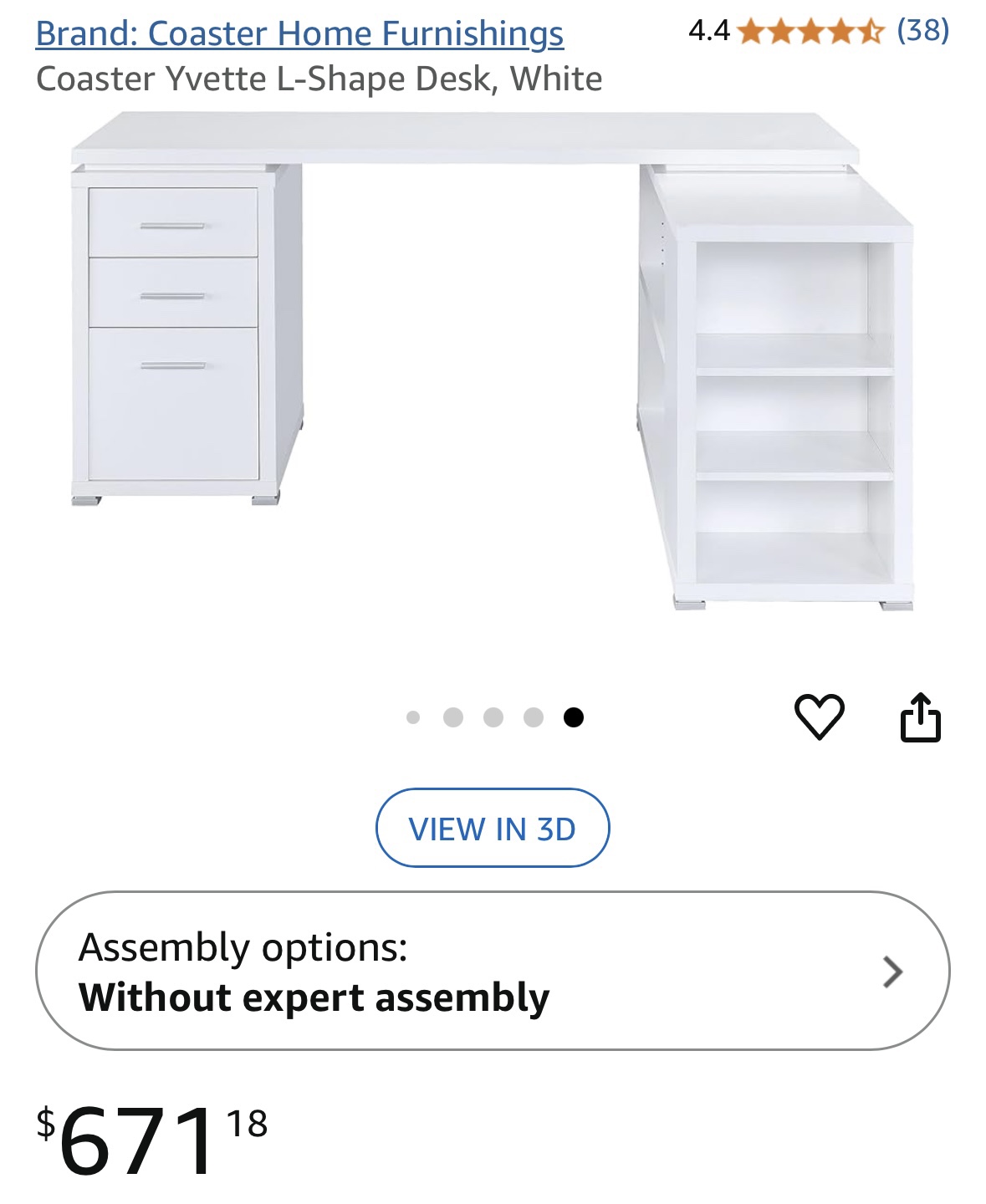 White L-Shape Desk - photo 4