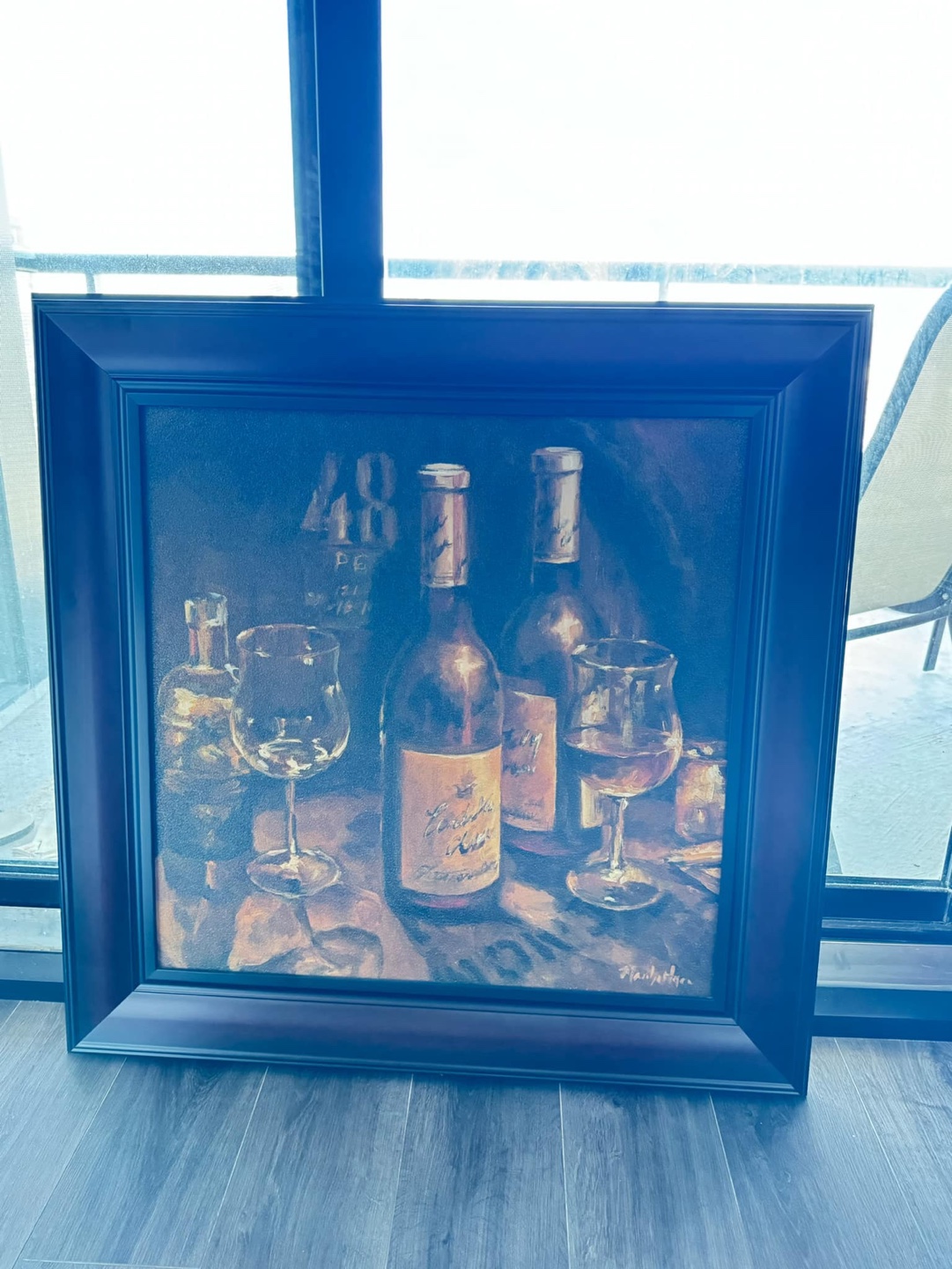 Framed Wine Bottle Canvas Painting - photo 2