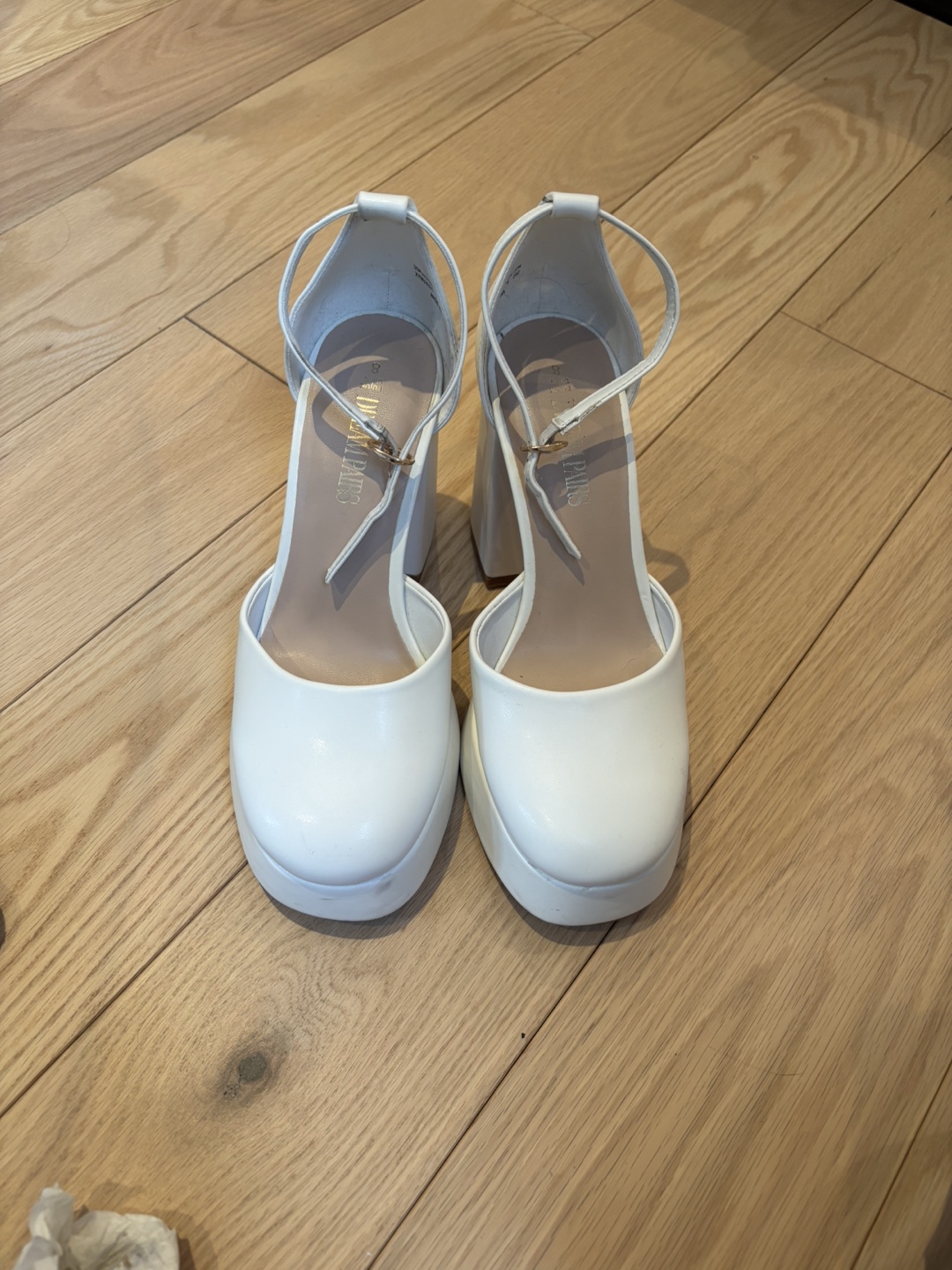 Dream Pairs Women’s White Chunky Heels Platforms