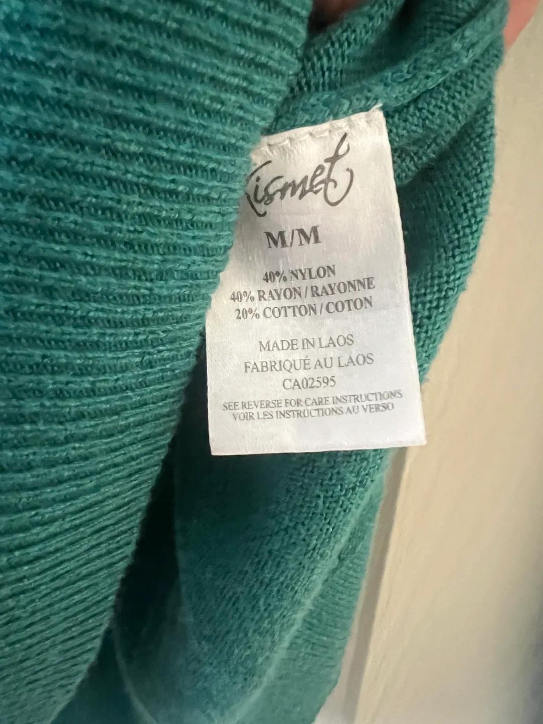 Kismet Teal V-Neck Sweater - Size Medium image indicator(4)