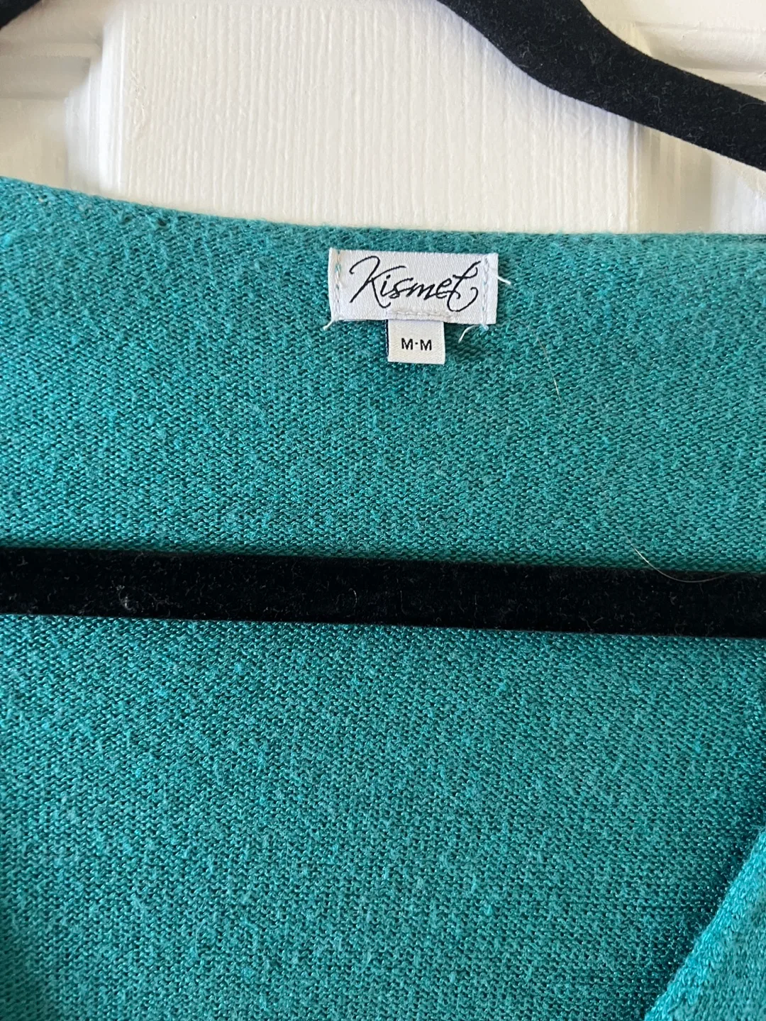 Kismet Teal V-Neck Sweater - Size Medium image indicator(3)