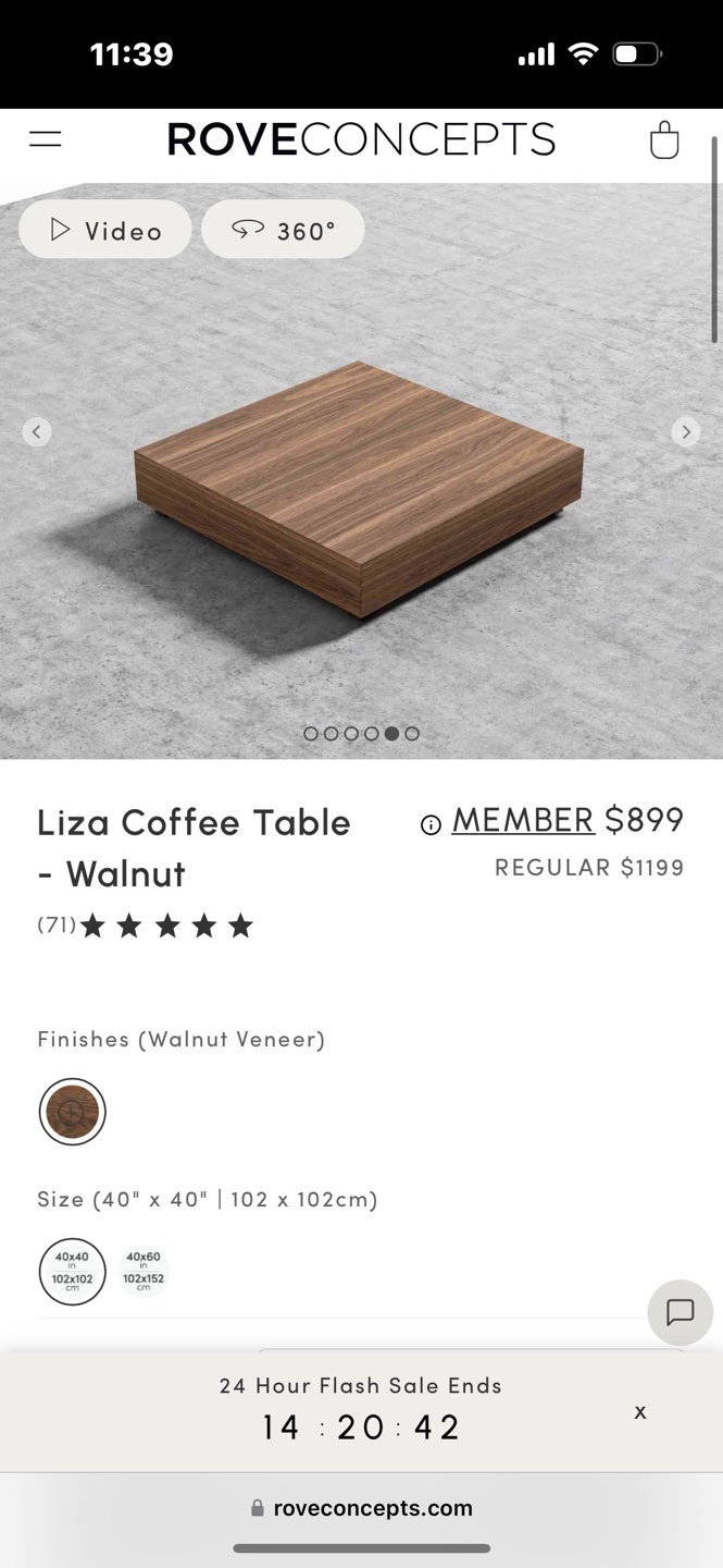 Rove Concepts Liza Coffee Table - Walnut