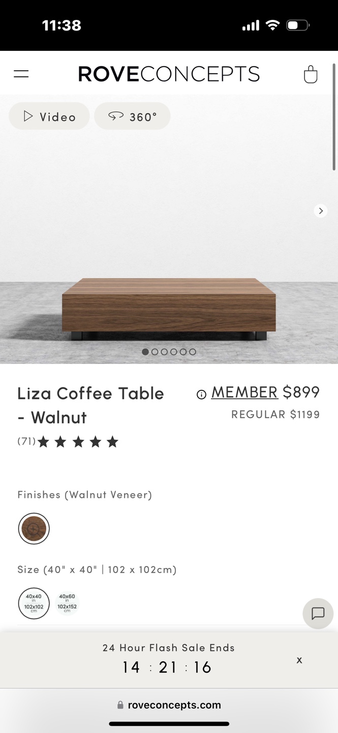 Rove Concepts Liza Coffee Table - Walnut - photo 2