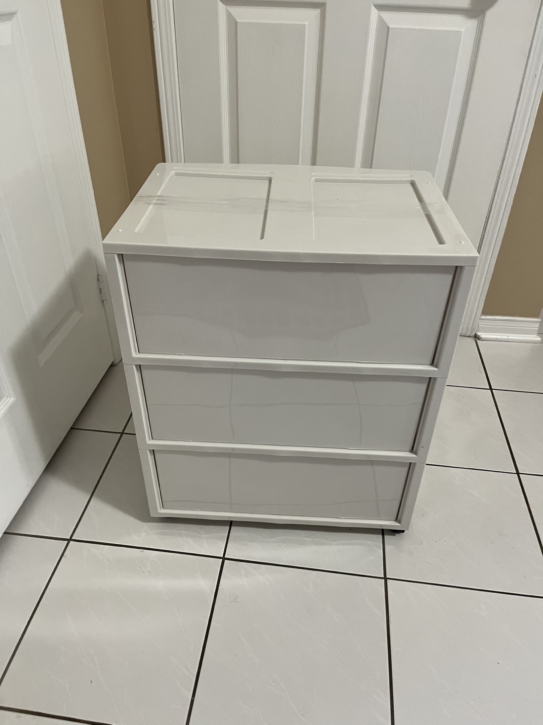 Three-Drawer Rolling Cart - Off-White