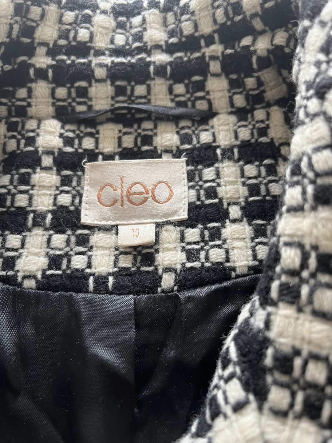 Cleo Women's Black and White Tweed Peacoat Size 10 - photo 2
